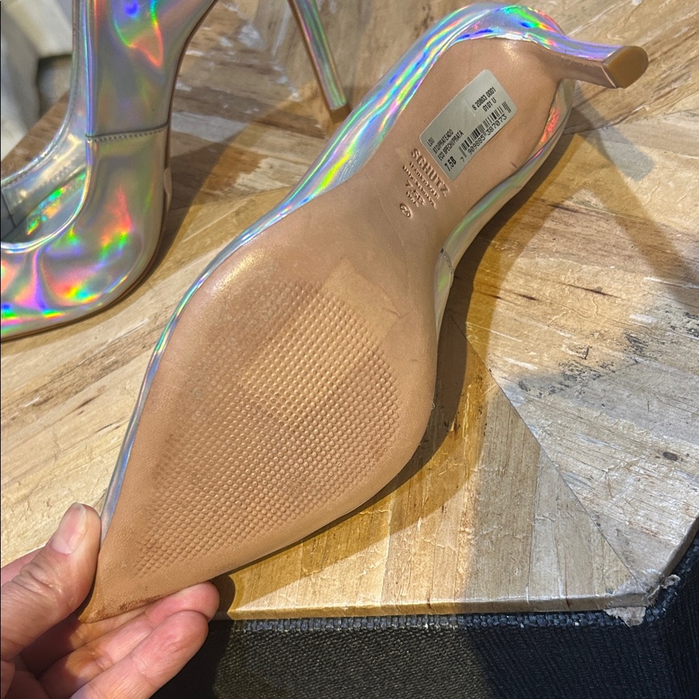 SCHUTZ Iridescent Silver Heels - Picture 2 of 5